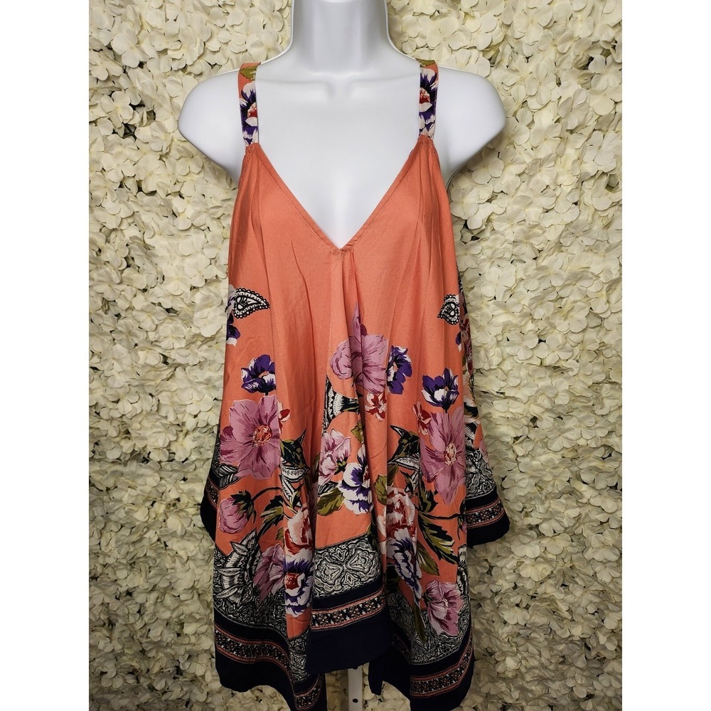 Floral Print V-Neck Sleeveless Top Boho Blouse Festival Summer Tank(B)